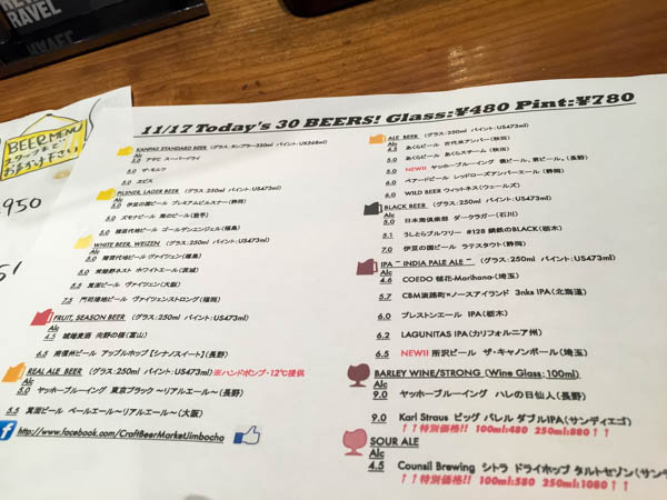 クラフトビアマーケット　メニュー２
