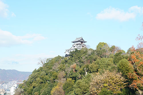 青空の下の犬山城