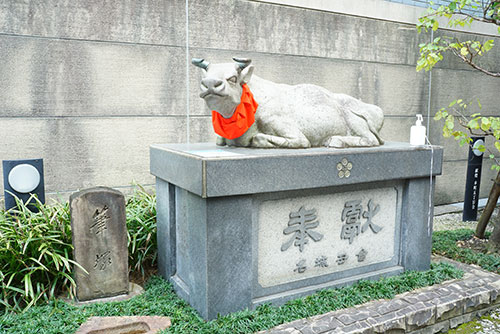 名古屋市中区にある桜天神社の撫で牛
