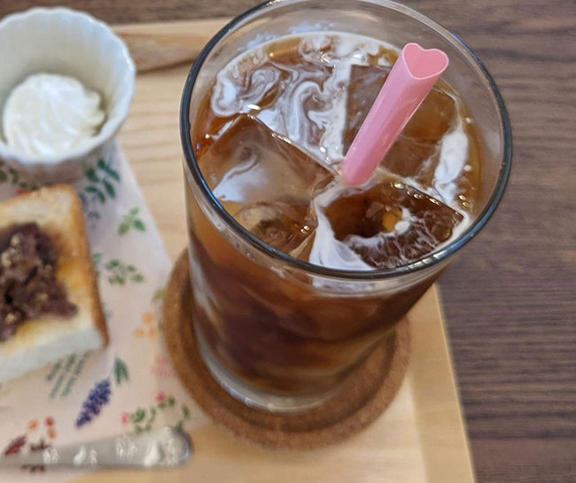 犬山らしくストローがハート