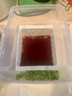 豆腐のプラ容器に醤油を入れて容器ごとタッパに入れます