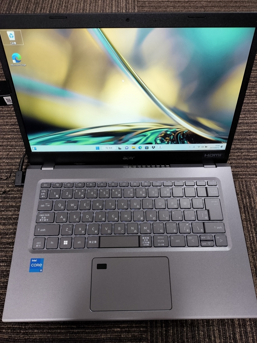 第12世代i5搭載新品ノートPC実質4万円台で購入(Acer Aspire5 i5-1235u