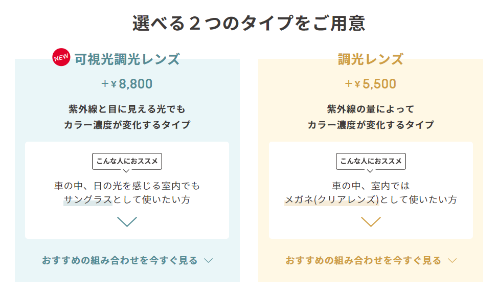 【JINSとzoff】調光・可視光レンズの比較をしてみた！サングラス、メガネの実際に買ってみた口コミレビュー！
