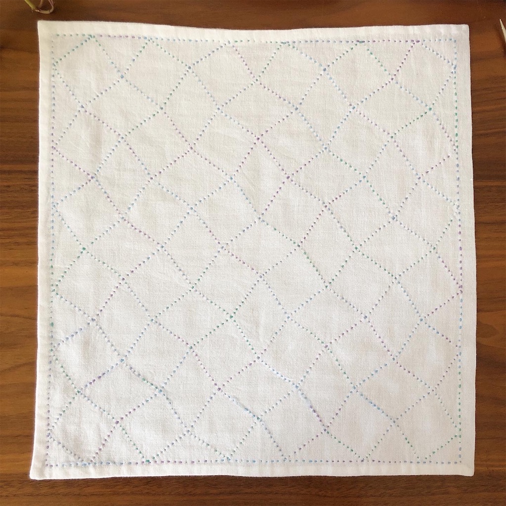 さいころくずし 刺し子ふきん完成しました ハンドメイドとちいさな暮らし