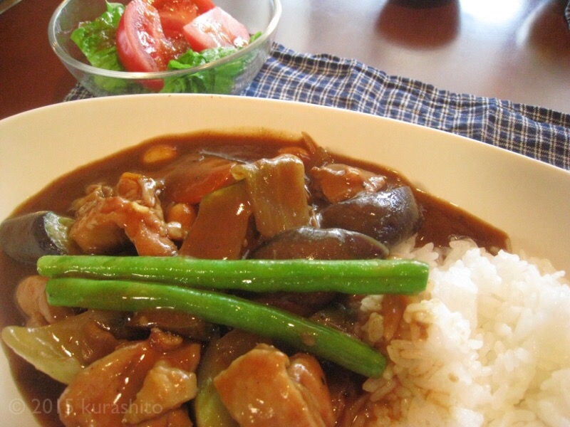 チキンと大豆とナスのカレー