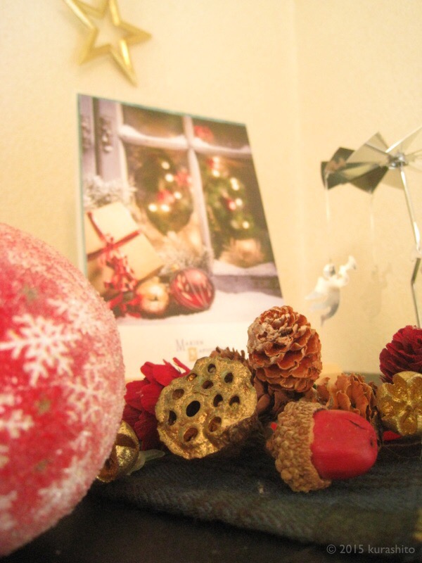 リビングのクリスマス飾りコーナー。