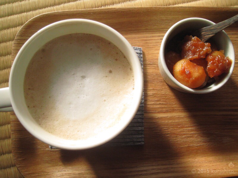 煮豆とカフェラテ