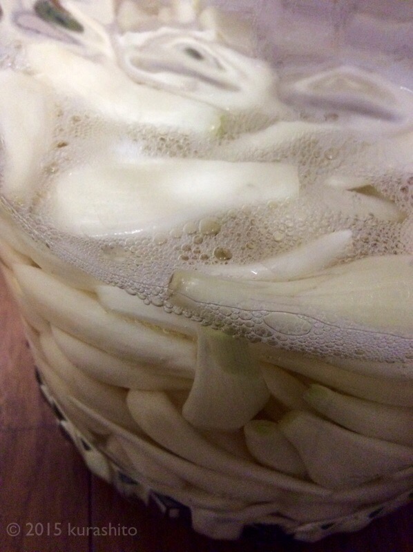 らっきょうの下漬け。発酵。