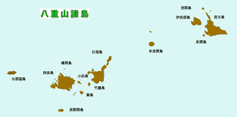 八重山諸島の地図