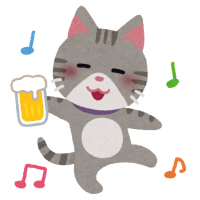 酔っぱらった猫のイラスト