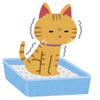 トイレで用を足している猫のイラスト