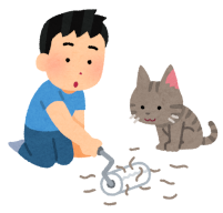 コロコロで猫の抜け毛を取っているイラスト