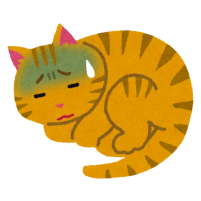 寝顔が苦しそうな猫のイラスト