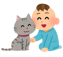 猫と赤ちゃんのイラスト