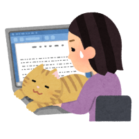 猫にジャマされる人のイラスト