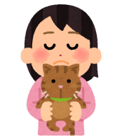 猫を抱きかかえる人のイラスト