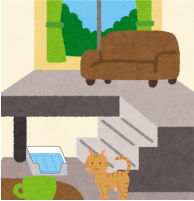 猫とトイレの設置場所のイラスト