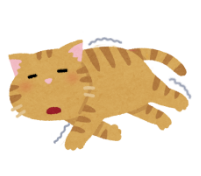 ピクピクしている猫のイラスト