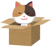 ダンボール箱に入った猫のイラスト