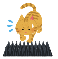 猫避けに困る猫のイラスト