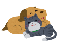 猫と犬が仲良くしてるイラスト