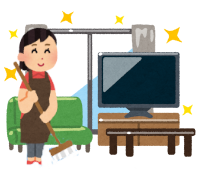 部屋を綺麗にしているイラスト