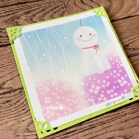パステルアート☆あじさいとてるてる坊主 - くるりねこ