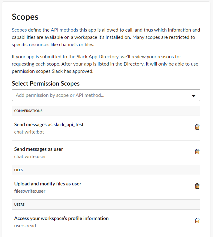 Memo on how to use Slack API