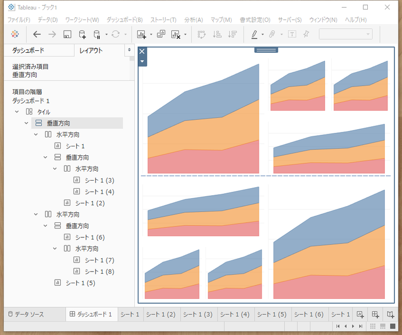 Tableau のダッシュボードで、簡単にグラフをグリッド配置する方法