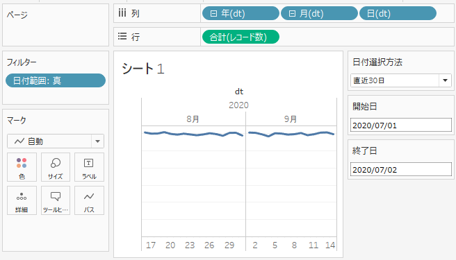 Tableauで「相対日付」と「日付の範囲」を同時に使う方法