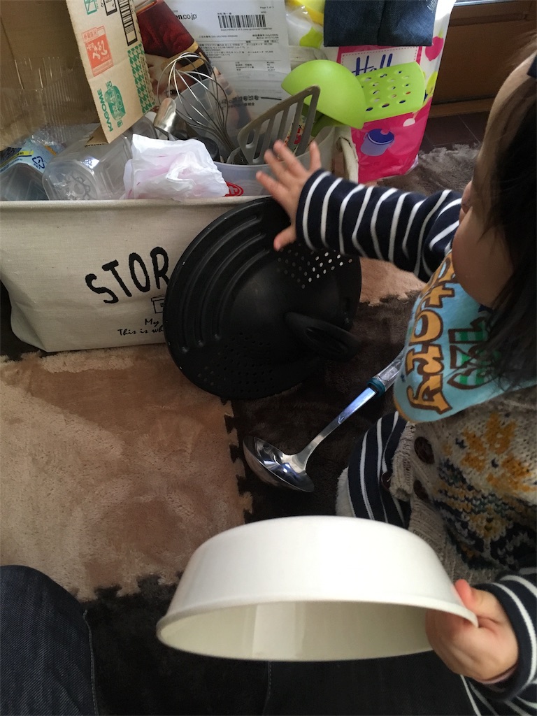 生後11ヶ月の赤ちゃんの散らかしても良いおもちゃの写真