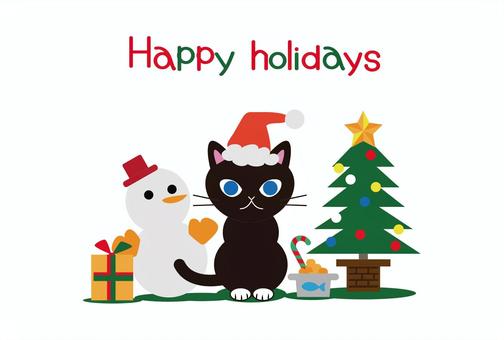 クリスマスに使える黒猫のイラスト - 猫イラストブログ