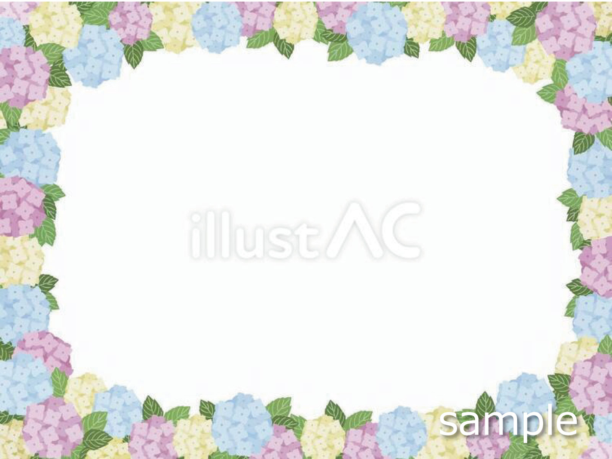落ち着いた色合いの紫陽花のフレームイラスト素材