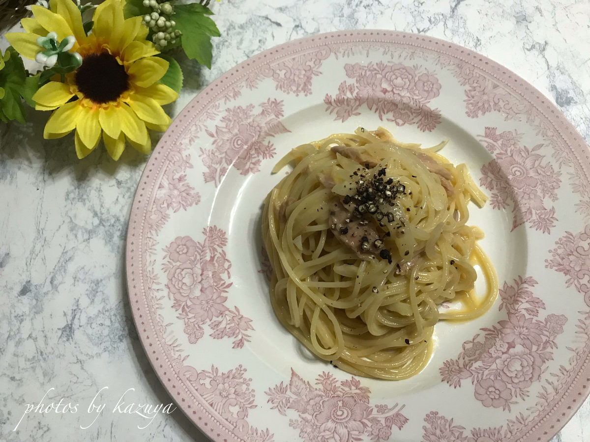 ツナ缶で作るカルボナーラ