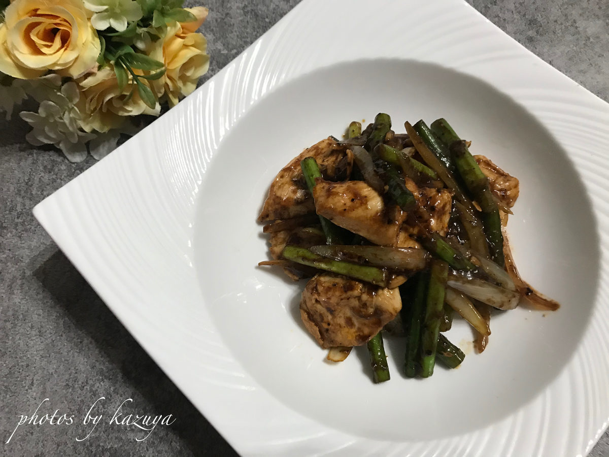 鶏むね肉とニンニクの芽の中華炒め