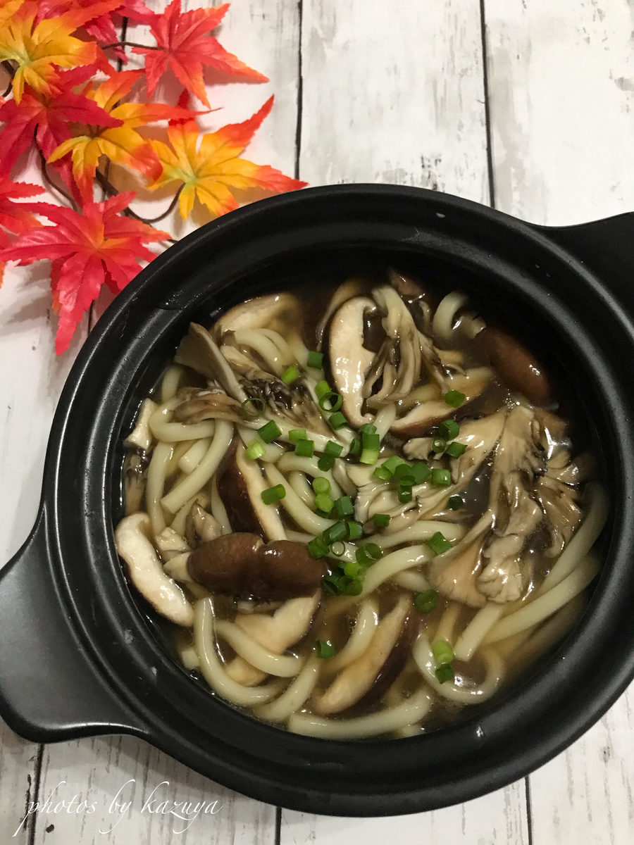 きのこの牡蠣醤油うどん