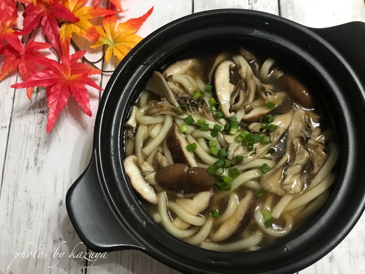 きのこの牡蠣醤油うどん