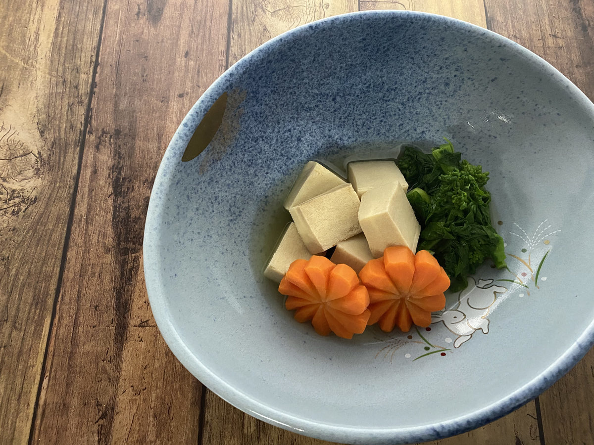 高野豆腐と菜の花のさっと煮