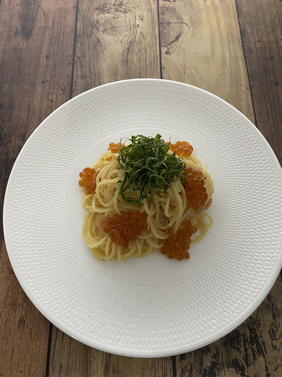 たらこといくらの冷製パスタ