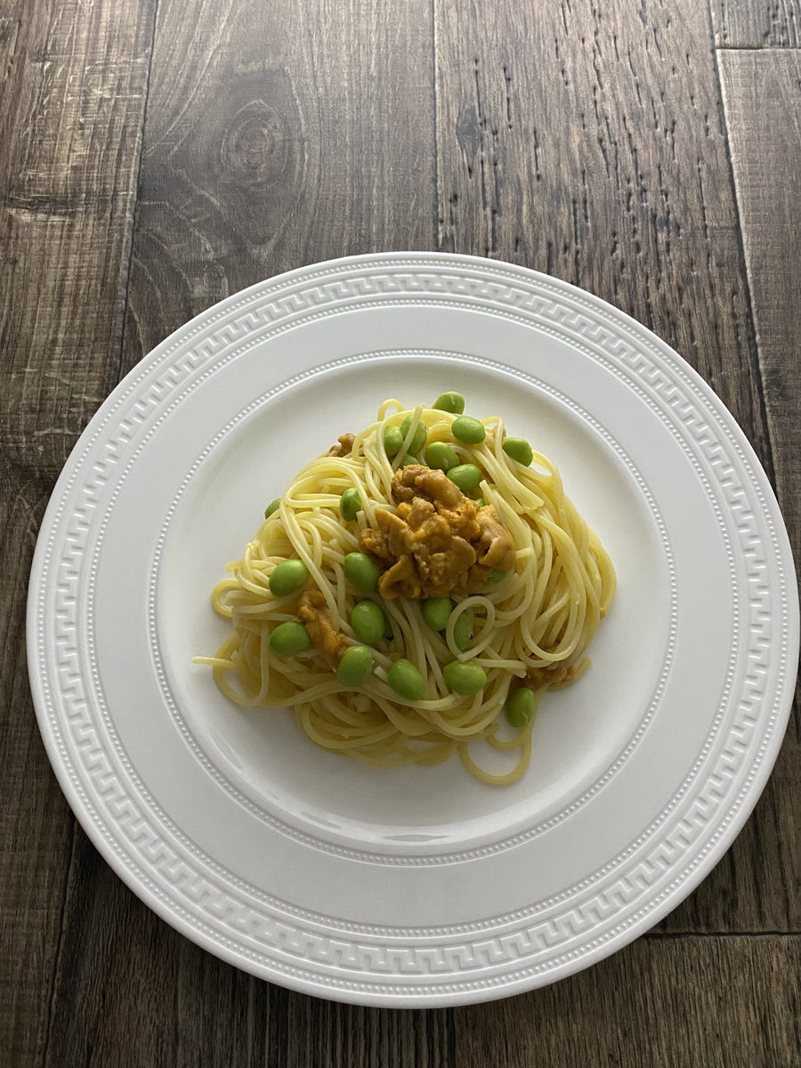 ウニと枝豆の冷製パスタ