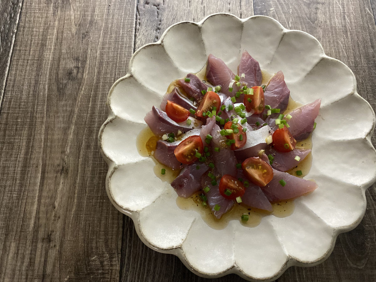 いなだの刺身 ごま油風味 週末シェフの家呑みレシピ