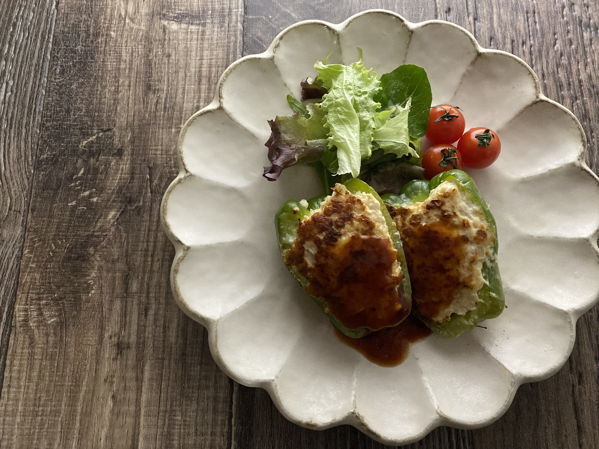 鶏むね肉deピーマンの肉詰め