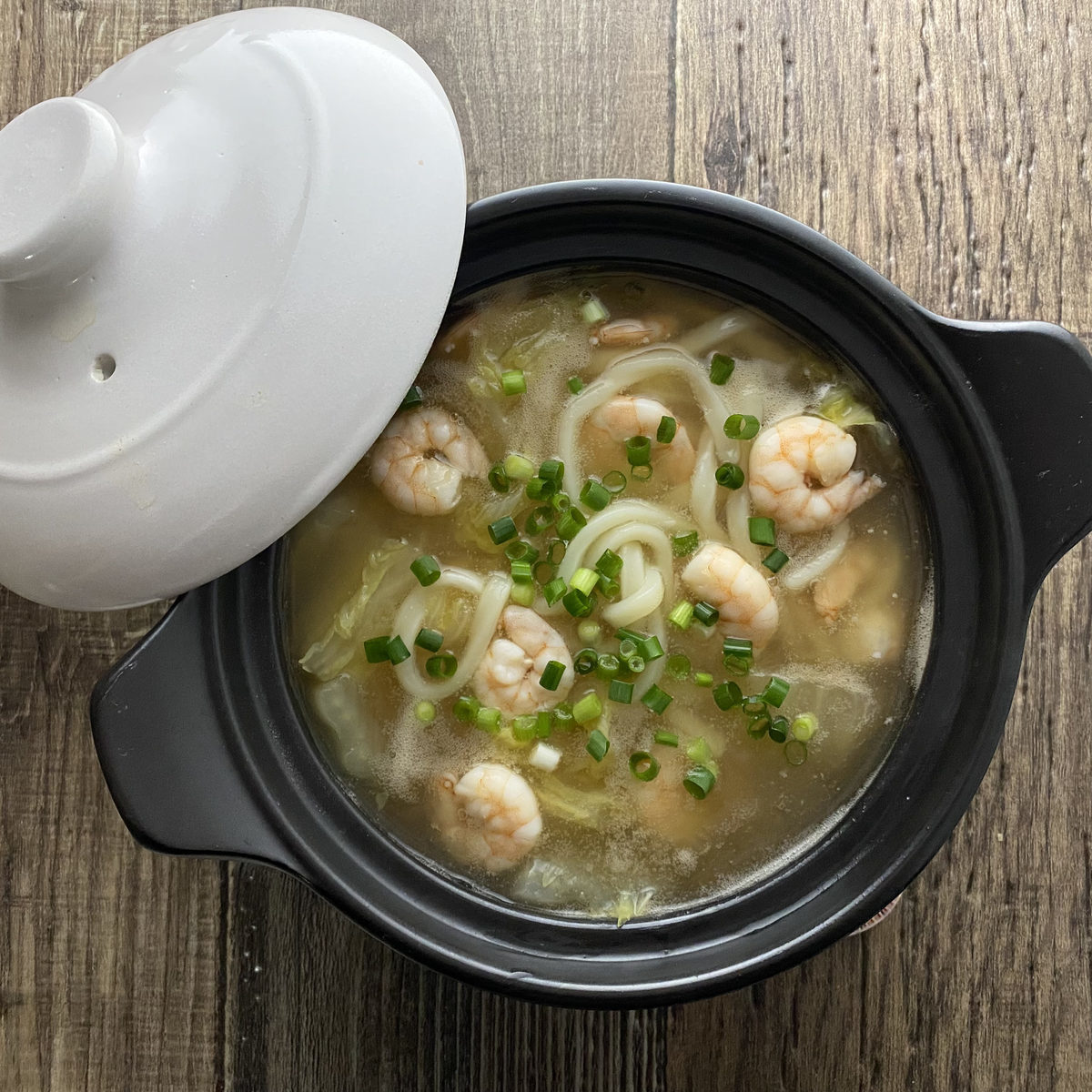 白菜とエビのあんかけうどん