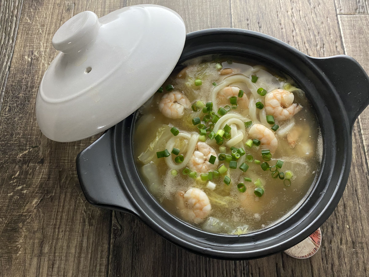 白菜とエビのあんかけうどん