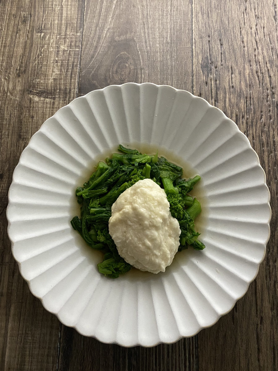 菜の花ととろろの煮浸し 週末シェフの家呑みレシピ