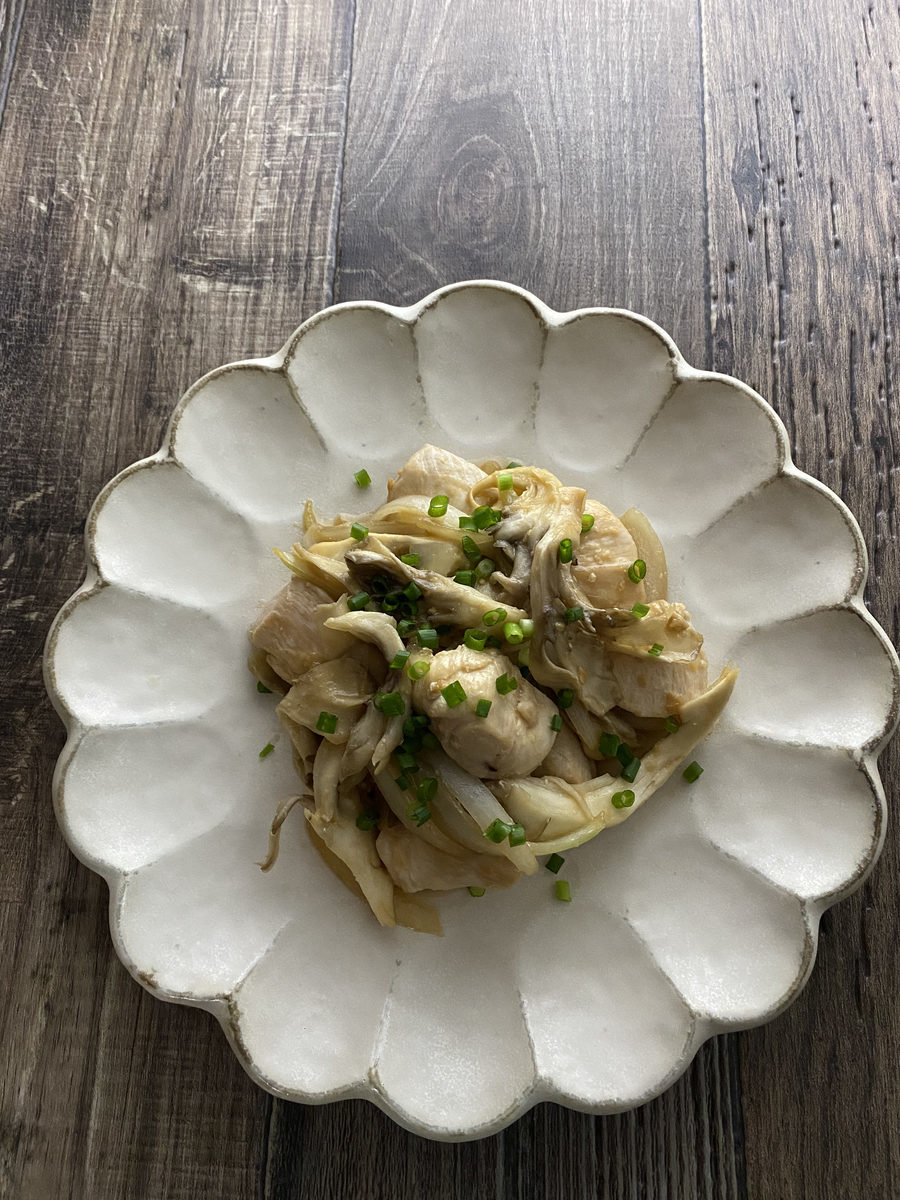 鶏むね肉と舞茸の味噌炒め