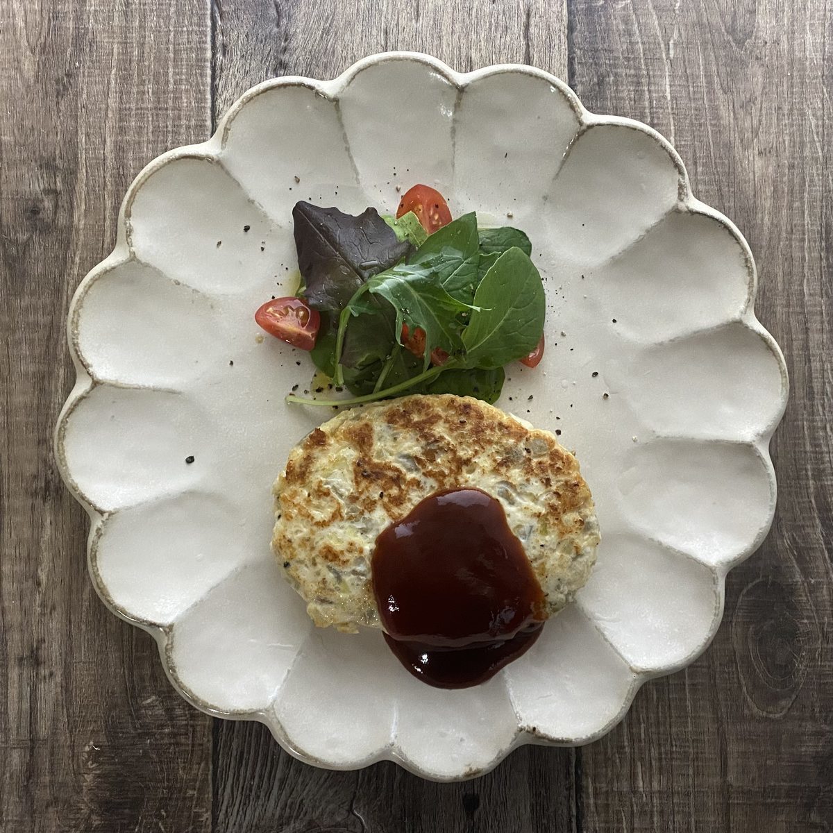 鶏むね肉deごぼう入りのハンバーグ