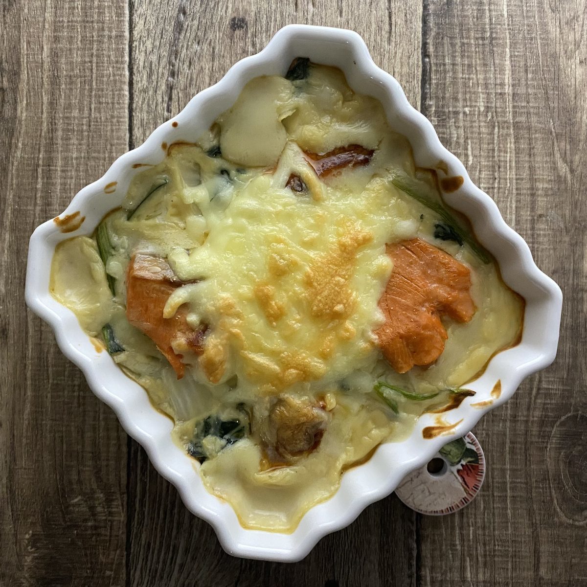 鮭とほうれん草の豆乳グラタン