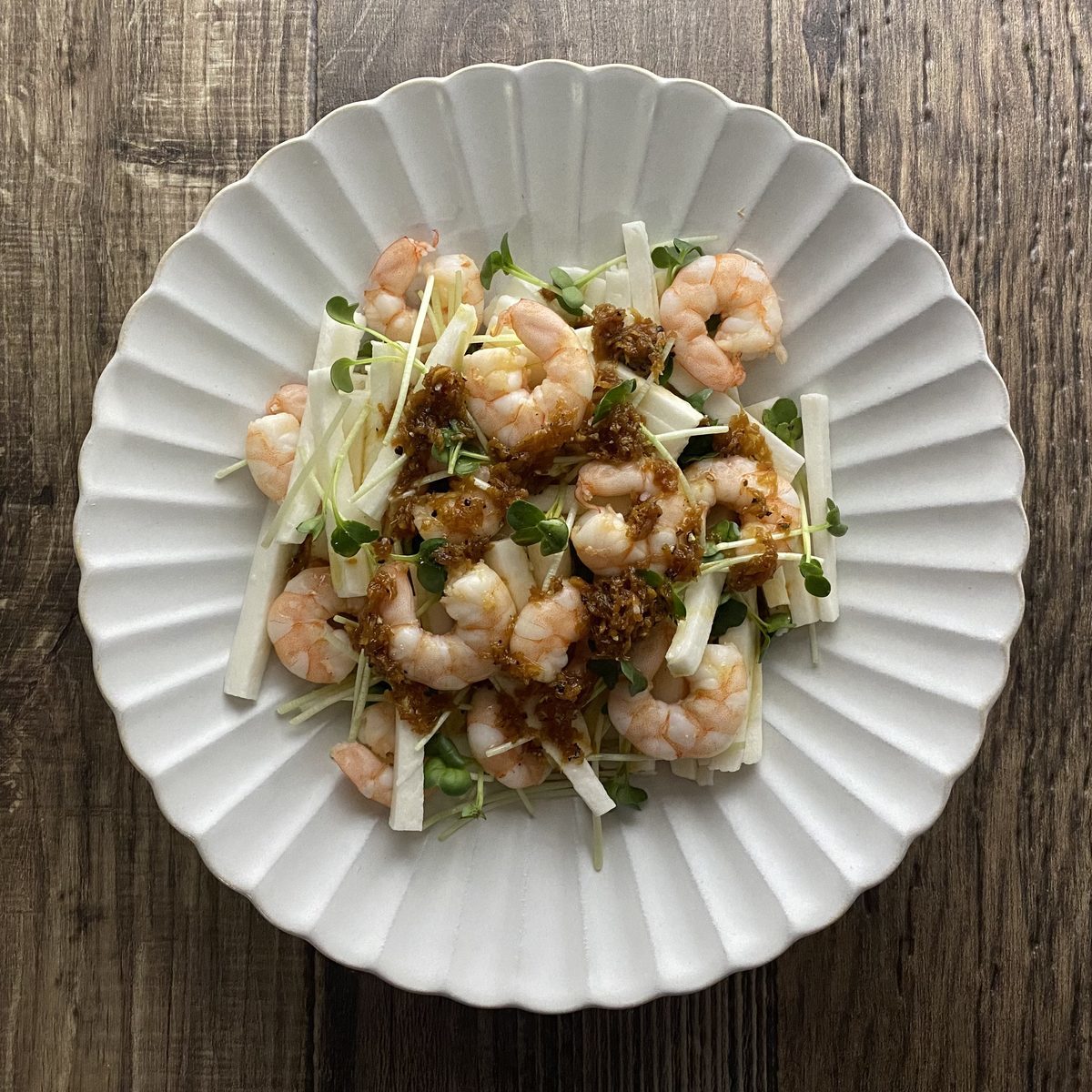 海老と長芋のジンジャードレッシング