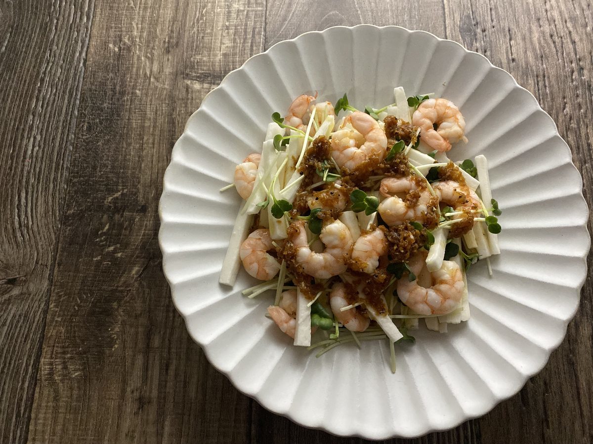 海老と長芋のジンジャードレッシング